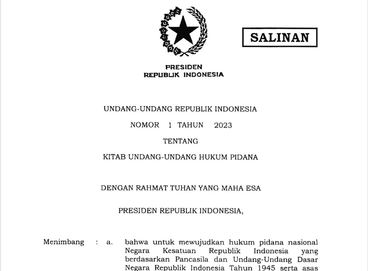 Menyongsong Kitab Undang-Undang Hukum Pidana Baru (Undang-Undang No. 1 Tahun 2023)